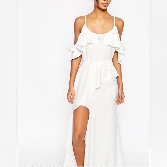 ASOS Cold-Shoulder Ruffle Cami Maxi Dress Size 8 - Picture 2 of 11
